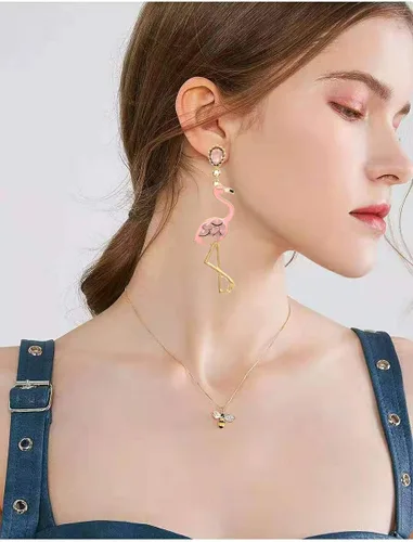 Vista 3 de choice of all Bonitos aretes de flamenco, juego de aretes de flamencos de Navidad, regalos de Acción de Gracias