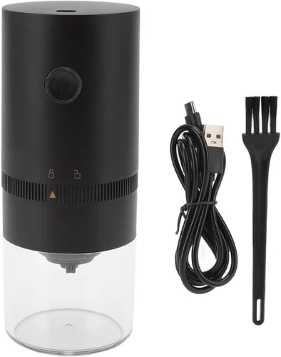 Vista 7 de Topyond Molinillo de café eléctrico, molinillo de granos de café, molinillo negro de carga USB, para el hogar, cocina, café, grano, especias