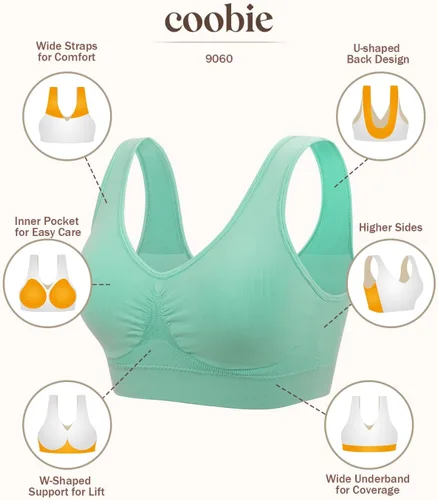 Vista 12 de Coobie Brasier sin costuras de cobertura completa para mujer con acolchado extraíble para mayor comodidad