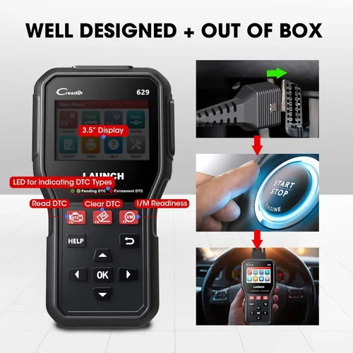 Vista 7 de Escáner LAUNCH CR629 OBD2 ABS SRS herramienta de escaneo con prueba activa, herramienta de reinicio de 3 servicios Oil/SAS/BMS, escáner de códigos