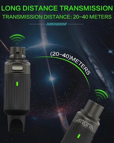 Vista 2 de Ulumac Aroma - Transmisor y receptor inalámbrico XLR, sistema de micrófono inalámbrico UHF profesional para transmisión estable, 7 canales, rango