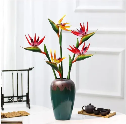 Vista 5 de Flor artificial de pájaro del paraíso artificial Strelitzia Reginae planta de seda artificial para oficina en casa, 1 unidad (azul)