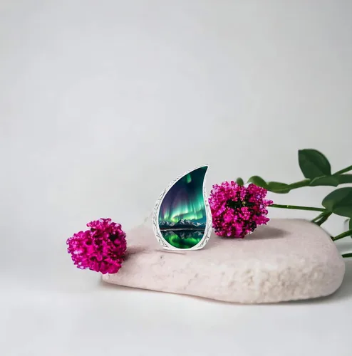 Vista 6 de Aurora Borealis - Urna de cremación en forma de lágrima para cenizas humanas de adultos hombres y mujeres, urna decorativa funeraria de Aurora
