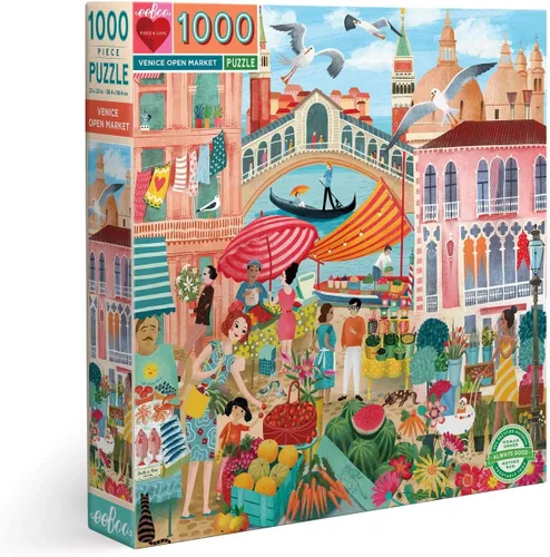 Vista 18 de eeBoo Rompecabezas de 1000 piezas, rompecabezas de artistas en Venecia para adultos, cuadrado de 23 x 23 pulgadas, fabricado con tablero reciclado