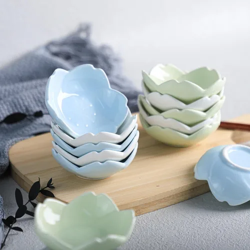 Vista 7 de WAIT FLY Hermosos platos de cerámica con forma de Sakura de 3 pulgadas, soportes para bolsas de té, platillo de ketchup / platos
