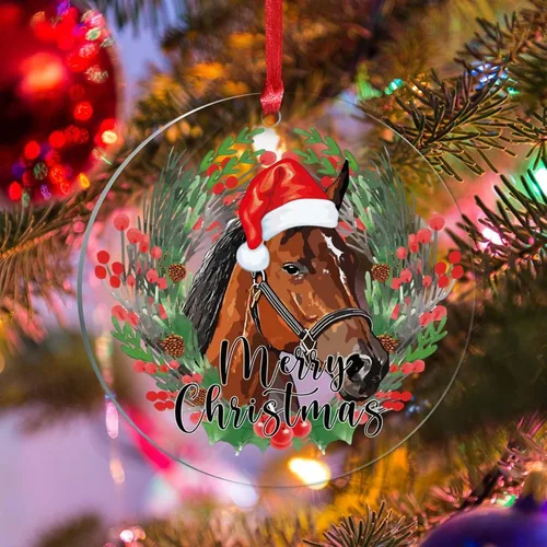 Vista 10 de Corona de Navidad, adorno colgante de árbol de Navidad, sombrero de Feliz Navidad, decoración de árbol de Navidad, adornos de Navidad acrílicos