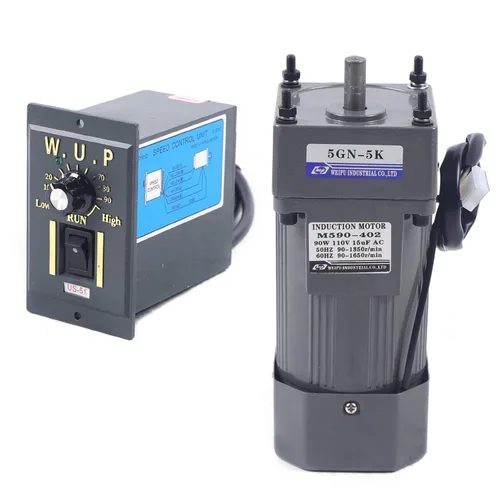 Vista 9 de Motor de engranaje de CA de 110 V, 90 W, 68 RPM, motor eléctrico monofásico con controlador de velocidad variable ajustable, motor con engranaje