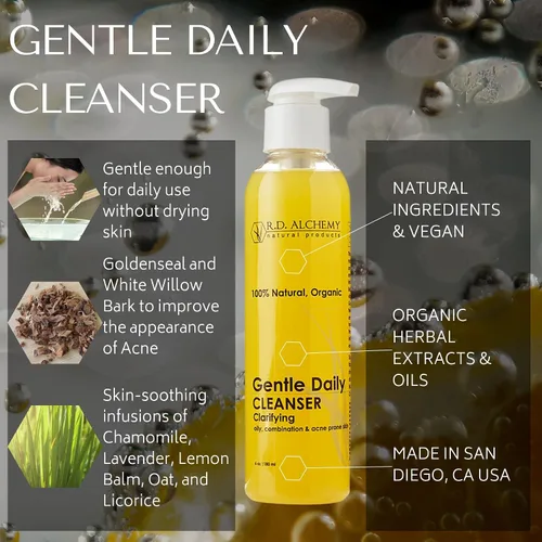 Vista 3 de RD Alchemy - Limpiador diario suave natural y orgánico. El mejor lavado facial para pieles grasas y pieles mixtas propensas al acné. Limpieza
