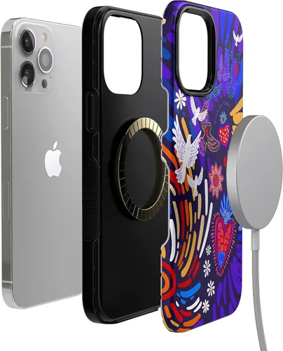 Vista 5 de Casely Funda para iPhone 13 Pro Compatible con MagSafe Viva La Vida Funda Frida Kahlo Collage