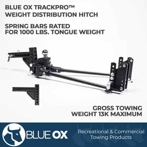 Vista 2 de Blue Ox BXW01050 TrackPro Enganche de Distribución de Peso Receptor de 2″ Vástago de 7 Orificios 10,000 Libras de Peso Máximo de Remolque