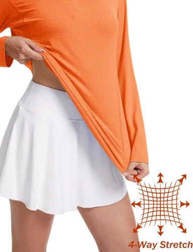 Vista 5 de MAGCOMSEN Camisetas de manga larga para mujer, con cremallera de 14, protección solar UPF 50+, secado rápido, para senderismo, atletismo