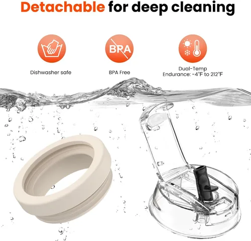 Vista 5 de Leakproof Flip Straw Lid Replacement for Stanley Quencher H2.0 Tumbler 40 OZ - Silicone Spill Proof Cup Top & Boot Set for Stanley, Dust-Proof Cover