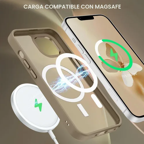 Vista 2 de BENTOBEN Funda magnética para iPhone 14 Plus, compatible con MagSafe, translúcida mate, esmerilada, delgada, ligera, a prueba de golpes, para Marrón