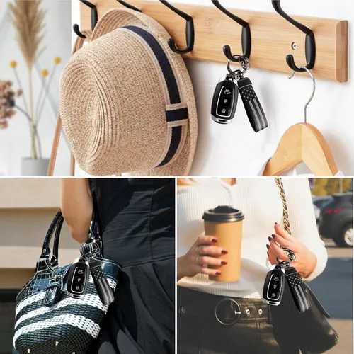 Vista 7 de Kit de llavero de automóvil, llavero de anillo en D antipérdida, giratorio de 360 grados con destornillador, adecuado para hombres y mujeres