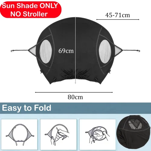 Vista 2 de Parasol universal para cochecito de bebé, protección UV, resistente a la lluvia, para cochecito, cochecito, cochecito, sombrilla, parasol opaco