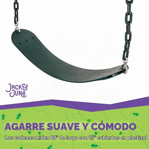 Vista 5 de Jack & June - Columpio con cinturón verde con cadenas de 80 pulgadas para altura de cubierta de 5 pies y 6 pies