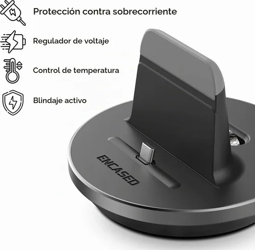 Vista 2 de Encased Soporte de carga de escritorio para teléfono y tabletas USB-C, cargador de estación de acoplamiento ajustable compatible con fundas