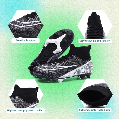 Vista 6 de Tacos de fútbol para hombre y mujer, zapatos de fútbol para interiores y exteriores, para niño grande AGFG