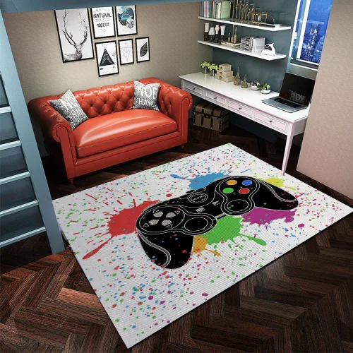 Vista 6 de Alfombras de juego para niños, adolescentes, niños, dormitorio, decoración de habitación de jugadores, alfombra de área con control de consola