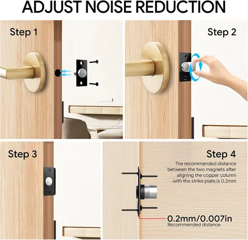 Vista 4 de Mousike Accesorios para atrapar bolas de puerta, cierre magnético oculto ajustable, placa de golpeo de acero inoxidable con fuerte succión, Negro