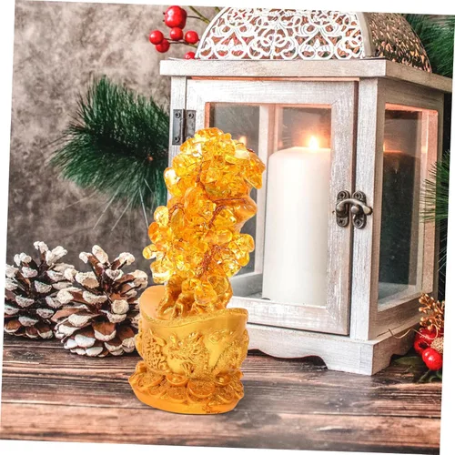 Vista 3 de LIFKOME Estatua única del árbol de la suerte del árbol del dinero del arte del cristal del adorno de la suerte para el regalo de la decoración china