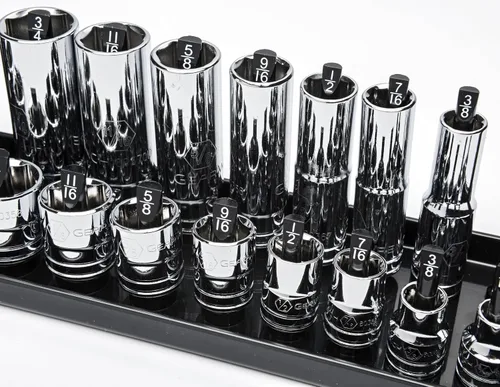 Vista 2 de GEARWRENCH Juego de 3 bandejas de almacenamiento SAE de 1/4", 3/8" y 1/2", color negro - 83118