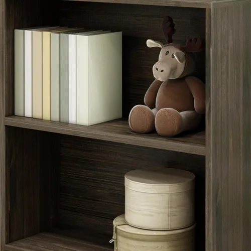 Vista 4 de Max & Lily Estantería moderna de 2 estantes, de madera maciza para dormitorio de niños, color marrón madera de granero
