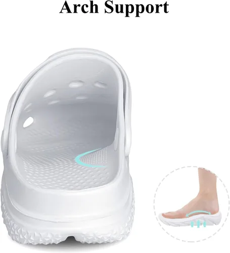 Vista 5 de Zuecos de jardín para hombres y mujeres con soporte de arco, sandalias deslizantes clásicas unisex para adultos para exteriores, playa, piscina