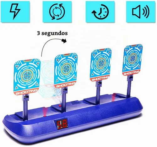 Vista 4 de Blancos para pistolas Nerf, puntuación automática electrónica con reinicio digital, blanco de tiro para práctica con Nerf, juguete de regalo ideal