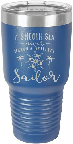 Vista 12 de Un mar suave nunca hace un sillón hábil grabado de 325 ml vaso de acero con recubrimiento de polvo grabado por láser taza de viaje de camello polar