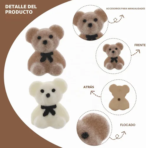 Vista 3 de Prasacco 50 mini osos – diminutos dijes de oso de plástico acrílico flocado y decoraciones de bricolaje