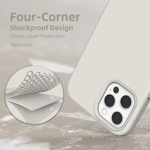 Vista 6 de Funda de silicona líquida compatible con iPhone 12 Pro Max, color piedra [Protección contra caídas]