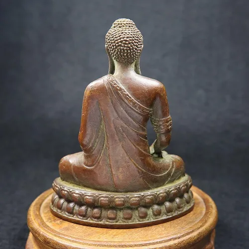 Vista 2 de NA - Estatua de Buda Shakyamuni de cobre antiguo, escultura de budismo hindú hecha a mano, figuras hindúes de Feng Shui, decoración para el hogar