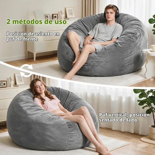 Vista 3 de Homguava - Sillón puff de 4 pies Sillón estilo puff grande de 4 pulgadas con relleno de espuma viscoelástica, sofá suave con funda de terciopelo