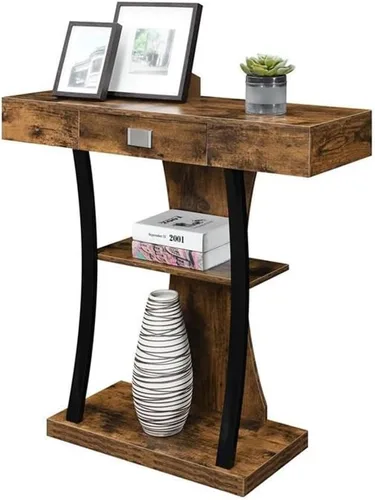 Vista 6 de Convenience Concepts Newport Harri - Mesa consola, madera de granero/negro Barnwood/Negro