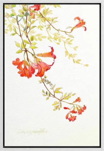 Vista 32 de NWT Juego de impresiones enmarcadas para pared, ramo de flores amarillas, capullos de flores amarillas, ilustraciones de plantas florales, arte