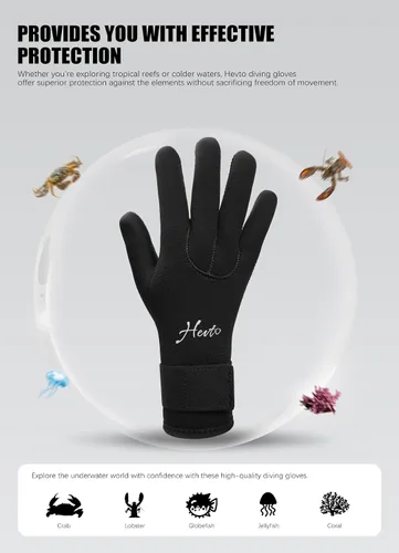 Vista 5 de Hevto Guantes de buceo de neopreno de 0.118 in GBS para hombres y mujeres, guantes de buceo impermeables para mantener el calor en agua fría