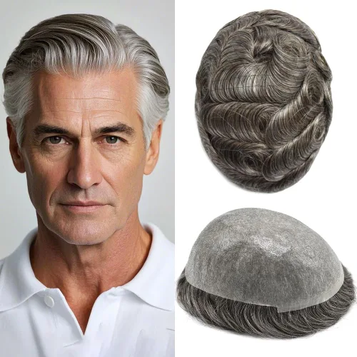 Vista 35 de Hombres Toupee Hair Thin Skin 0.06 Men's Toupee Hair Piece Remy Human Hair System Mens Hairpieces Invisable Hairline Protesis Capilar Para Hombre