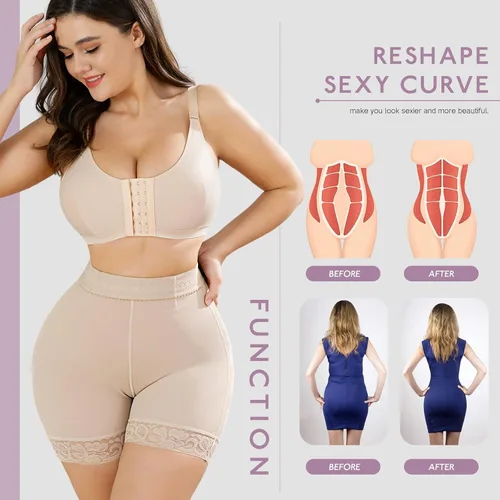 Vista 4 de Kellylee Ropa interior con control de abdomen para mujer cintura alta moldeadora de glúteos pantalones cortos de cintura alta