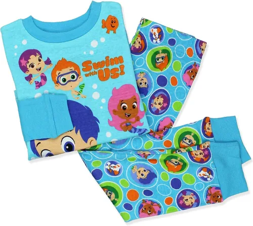 Vista 4 de Bubble Guppies Conjunto de pijama de algodón de 2 piezas de manga larga para niño