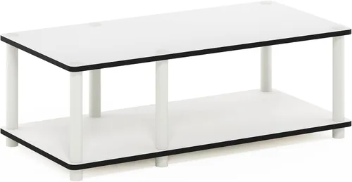 Vista 14 de Furinno Turn-N-Tube Soporte de TV, centro de entretenimiento de esquina de 3 niveles con estantes abiertos, consola de TV sin herramientas para TV