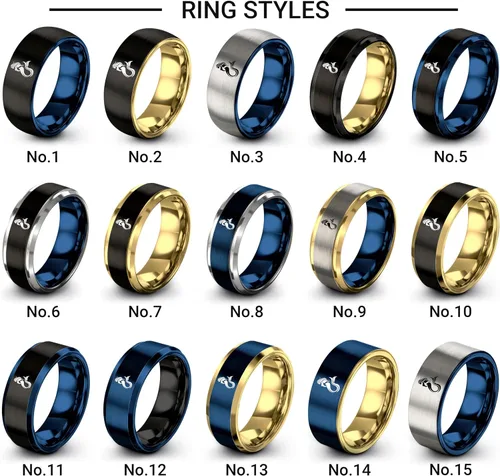 Vista 4 de Regalo para abanico de sirena Anillo de sirena pulido pulido aniversario de boda tungsteno oro amarillo negro plata azul 0.315 in Banda