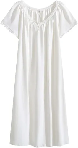 Vista 8 de Sharebeauty Camisón de algodón estilo princesa victoriana para mujer, ropa de dormir vintage