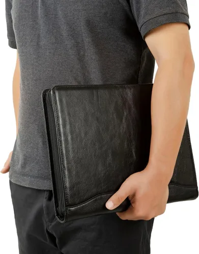 Vista 3 de DUKE&COW Cartera de cuero con carpeta de 3 anillos, folio ejecutivo personalizado, carpeta de cuero grabada, regalo personalizado para hombres