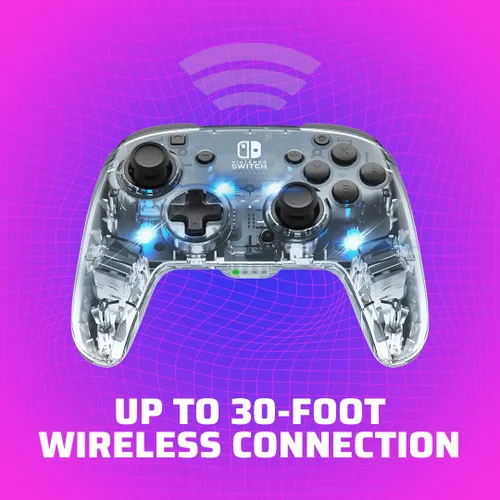 Vista 6 de Afterglow LED Wireless Deluxe Gaming Controller - Licensed by Nintendo for Switch and OLED - RGB Hue Color Lights - See through Gamepad Controller
