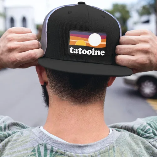 Vista 2 de BustedTees Tatooine - Gorra de béisbol para hombre y mujer, malla transpirable, ajustable, con cierre de malla