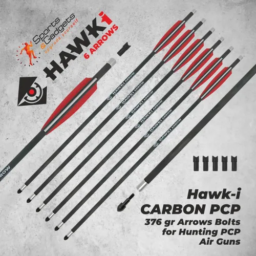 Vista 2 de Hawk-i Flecha de carbono PCP 13.26 oz flechas pernos para caza PCP armas de aire o ballestas