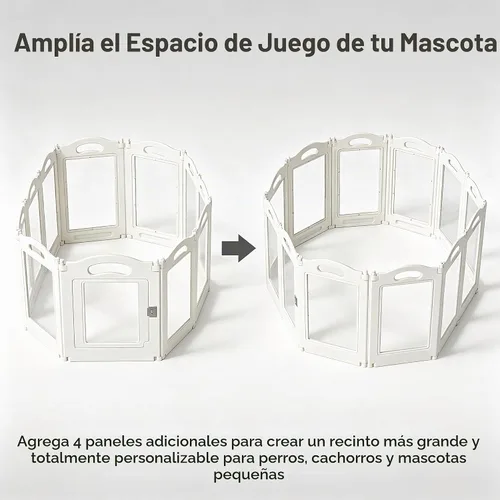 Vista 2 de Corralito plegable de acrílico transparente para perros con puerta, corralito acrílico de 23.6 pulgadas para cachorros, valla fácil de montar