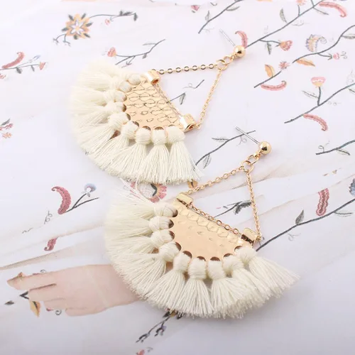 Vista 3 de Youniker - Pendientes de borla bohemia, estilo retro, con borla, estilo bohemio, para mujer