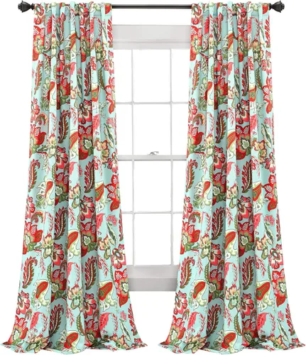 Vista 17 de Lush Decor Zara Jacobean - Paneles de cortina para oscurecer la habitación, 2 piezas, gris (95 x 52 pulgadas)